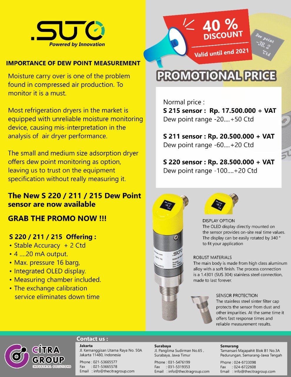 The New S 220 / 211 / 215 DEW POINT SENSOR are now available!